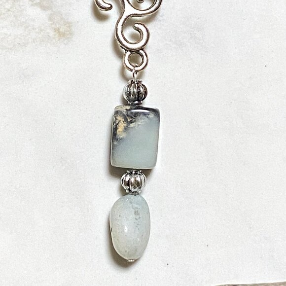 2/$20 Natural Black Blue Calcite Necklace, Genuine Gemstone Lariat Cord Necklace - Picture 4 of 12